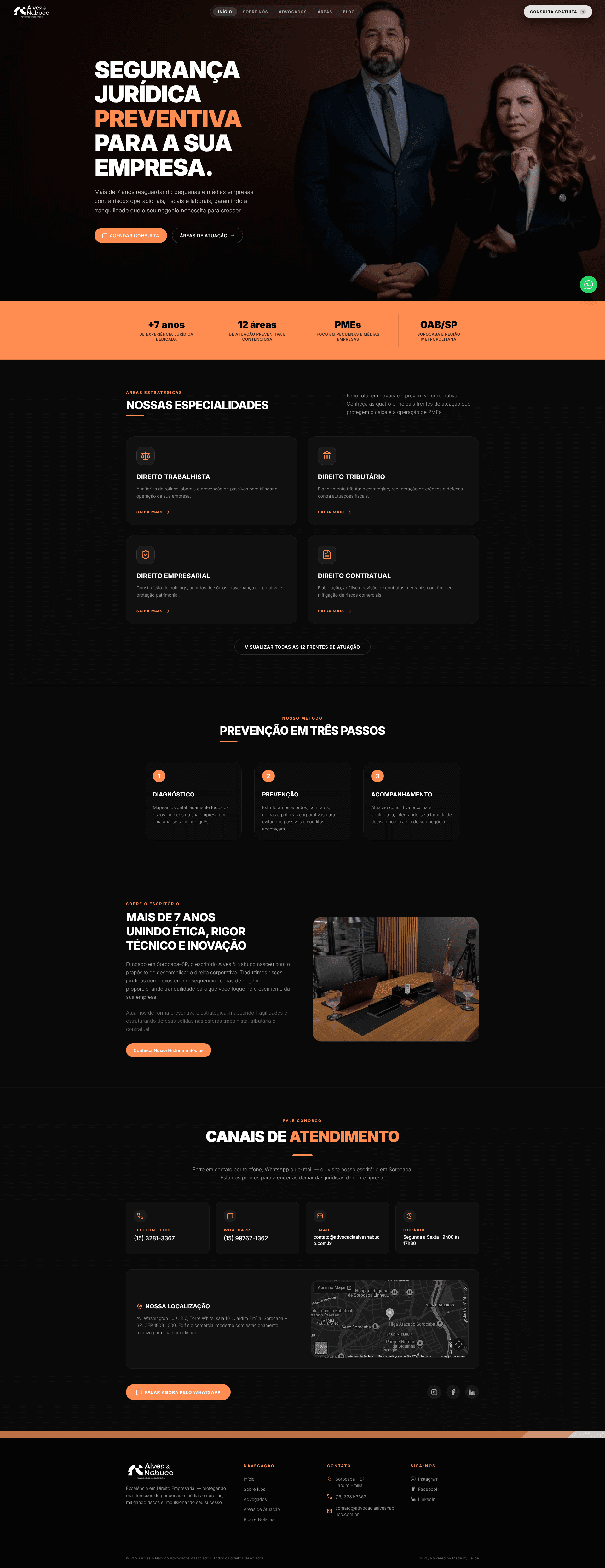 Captura completa da página Início do site da Alves & Nabuco